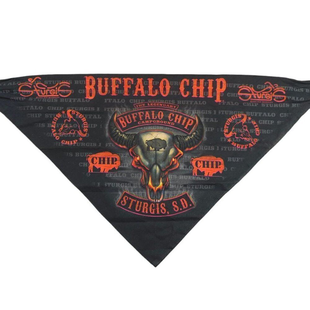Sturgis South Dakota Handkerchief Scarf 2009 Buffalo Chip Campground Black